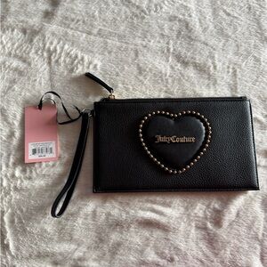 Black JUICY COUTURE LOVE NEVER DIES WRISTLET / Clutch LIQUORICE BIG HEART